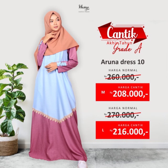 ARUNA DRESS TWOTONE TERLARIS BUSUI SYARI BY KHAIYA