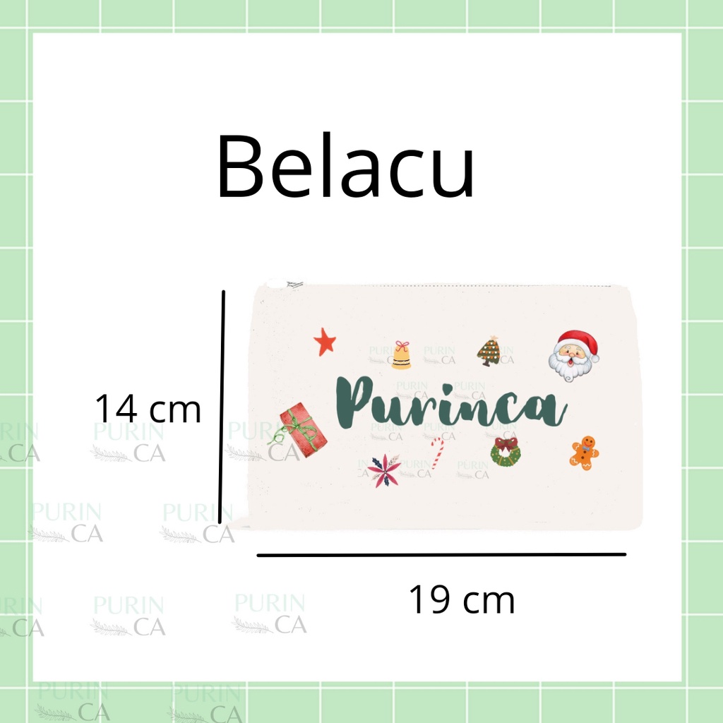 Dompet Belacu Custom Nama Tema NATAL CHRISTMAS