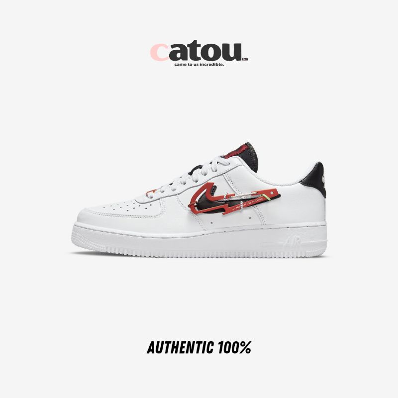 Nike Air Force 1 '07 PRM Carabiner White Pomegranate Habanero Red Black Original 100% BNIB [RESMI]