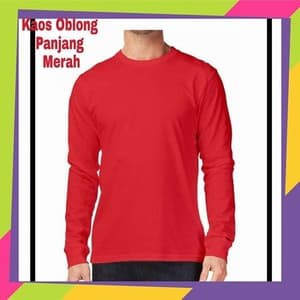kaos polos merah lengan panjang oblong polos kaos pria grosir murah