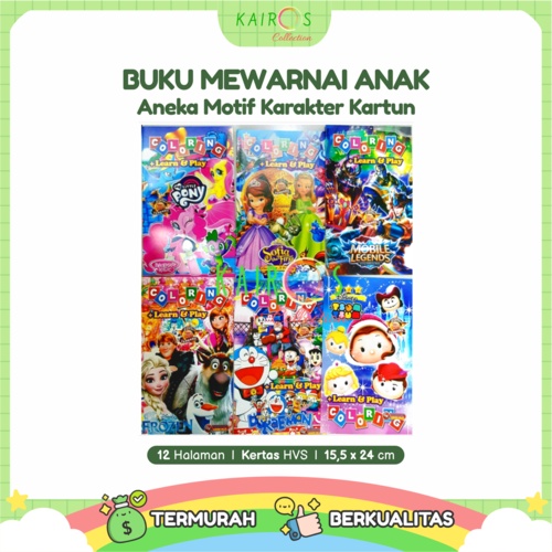 Paket Hemat 16 Buku Mewarnai Anak Aneka Karakter Kartun Lucu