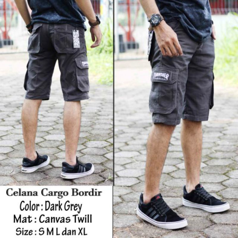 Celana cargo pendek pria THRASHER bordir original 100% Real picture