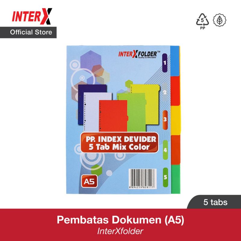 Pembatas buku binder A5 sheet protector divider interx