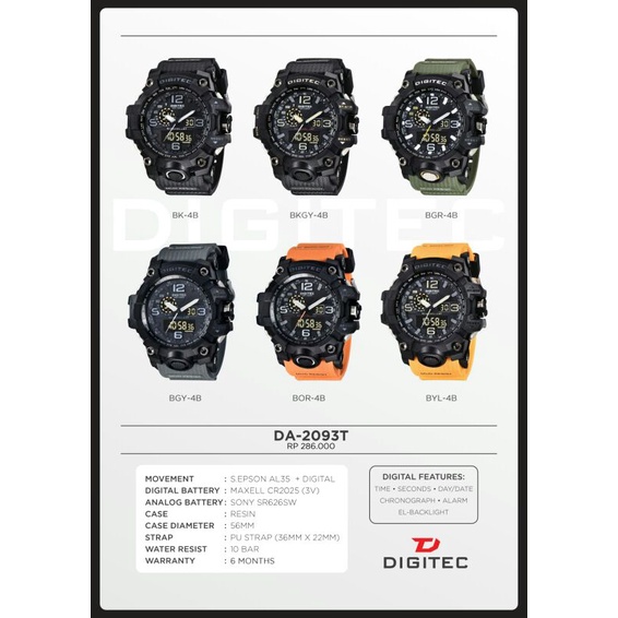 Digitec 2093 DA 2093 original garansi / Jam tangan pria Digitec 2093 / DG 2093 sporty