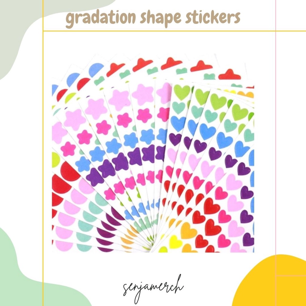 

Senjamerch - Gradation Shape Stickers Stiker Gradasi Scrapbook 1 Lembar