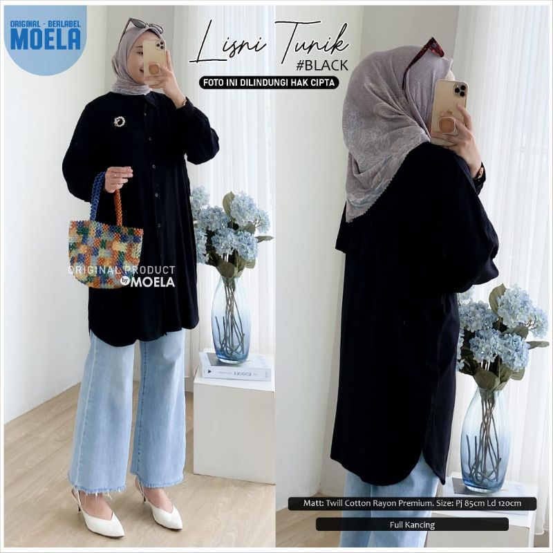 Lisni Zeta Aira Tale dress by moela / Dress Rayon Panjang Hitam Polos Tunik Hitam Polos