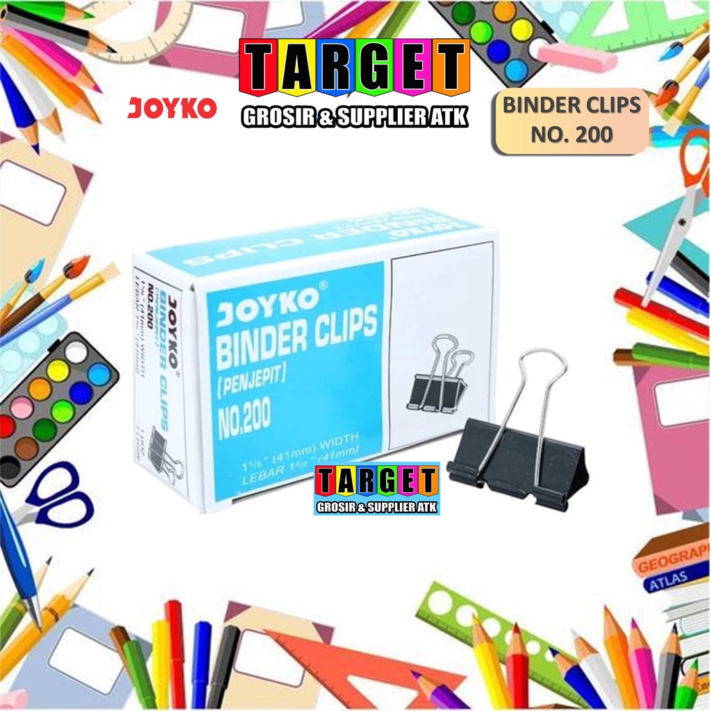 

Binder Clip / Klip / Penjepit Kertas Joyko 200 / 1 BOX 12 PCS