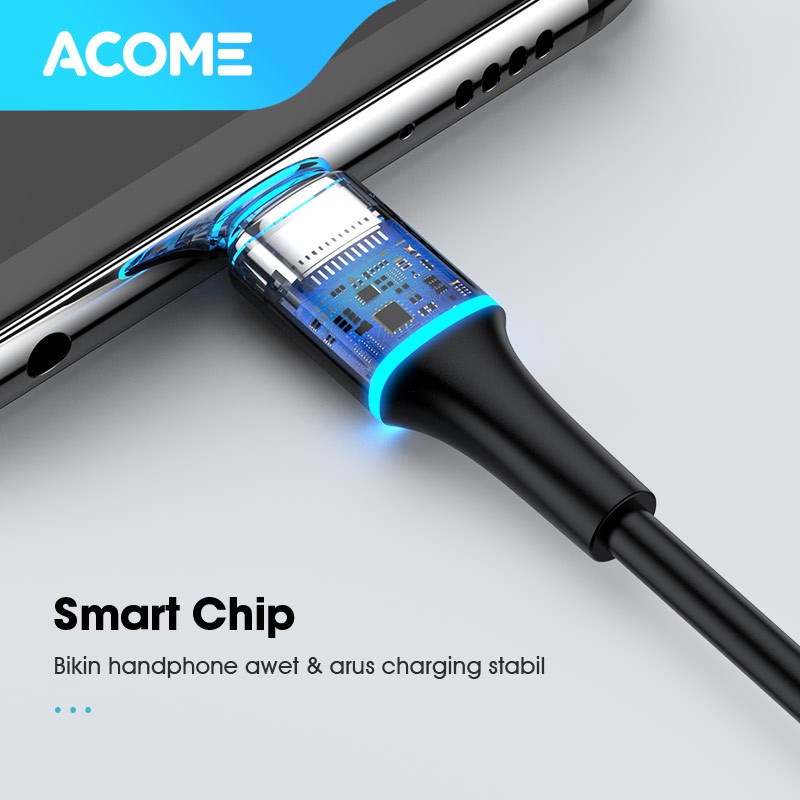 ACOME KABEL DATA 100CM COLORFUL LED FAST CHARGING 3A TYPE-C AOC-010