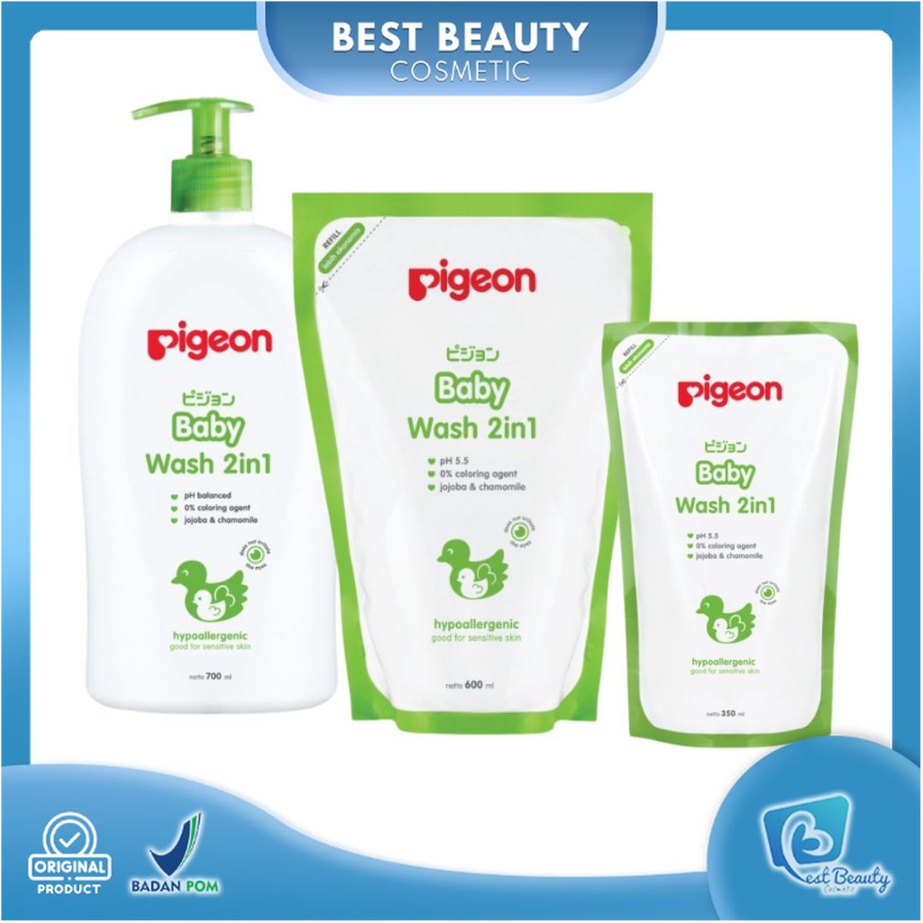 ★ BB ★ PIGEON Baby Wash 2 in 1 Chamomile | Shampoo &amp; Sabun Cair Bayi - 350ml Refill - 600ml Refill - 700ml