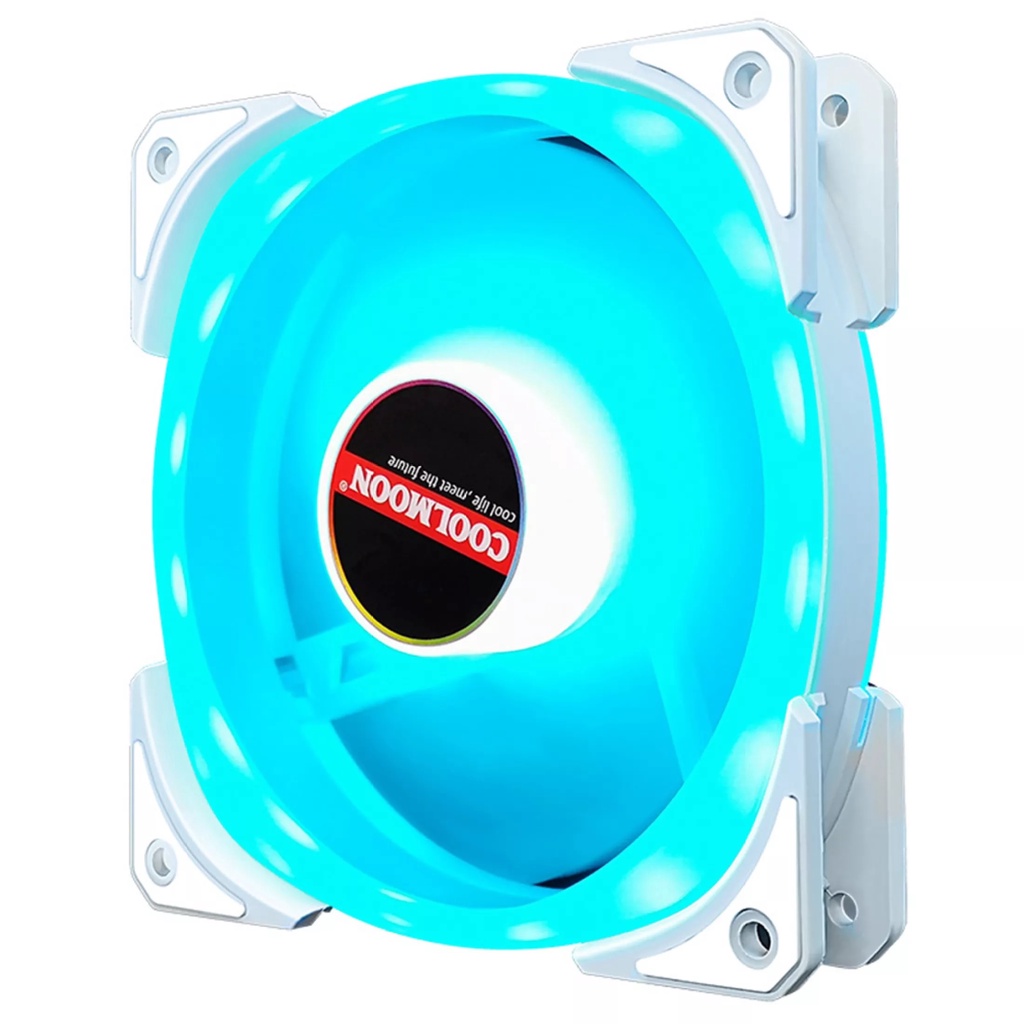 Fan ARGB White Putih 3Pcs Cooling Cooler Casing PC LED Ring 6 Pin 120mm Kipas 12cm Coolmoon RGB 12V