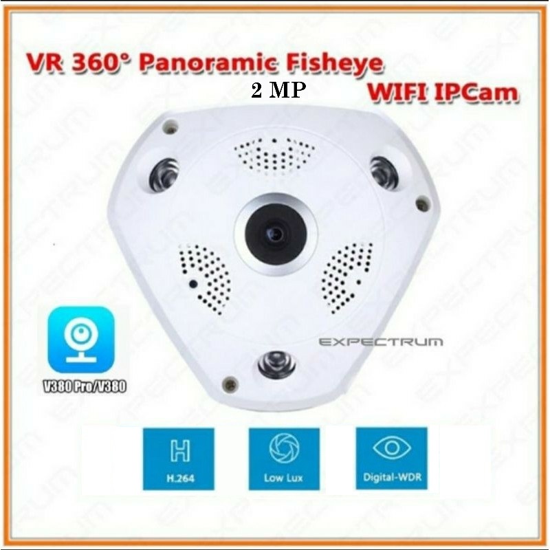 IP Camera / IP CAM VR V380  Wireless Fish Eye 360 Panoramic Lens cam