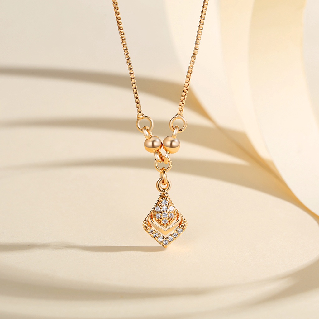 Y623 【COD】 Kalung Kristal Wanita Gold Titanium Steel Lapis Emas Anti Karat Korea Import