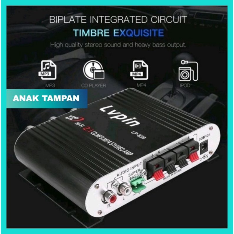 LVPIN HiFi Stereo Amplifier Treble Bass Booster - LP-838