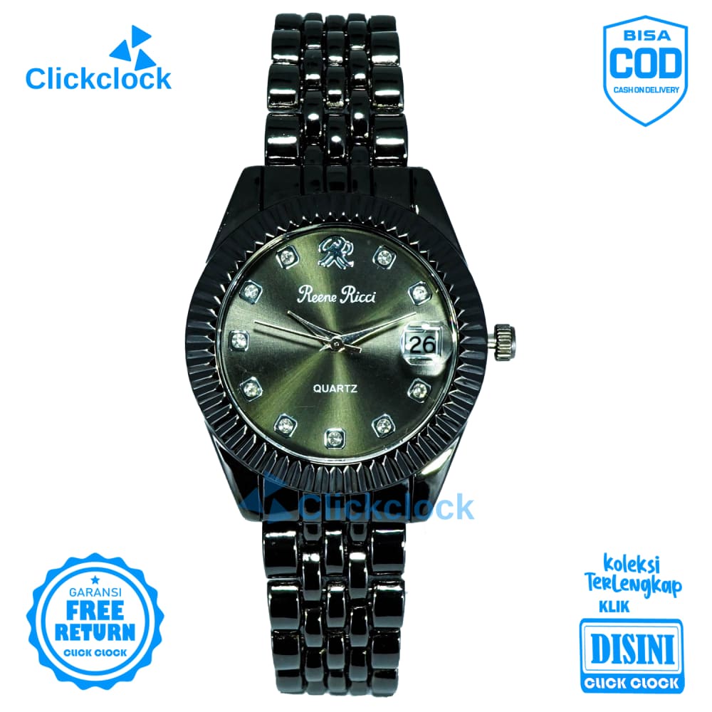 Jam Tangan Analog Wanita Permata Stainless Tanggal RR RK-01 Watch Murah