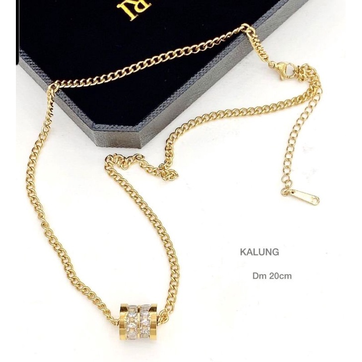 Kalung Titanium asli Premium anti karat Stainless steel ori 99