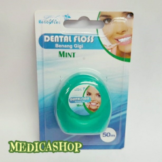 dental floss benang gigi mint / waxed 50m liferesources