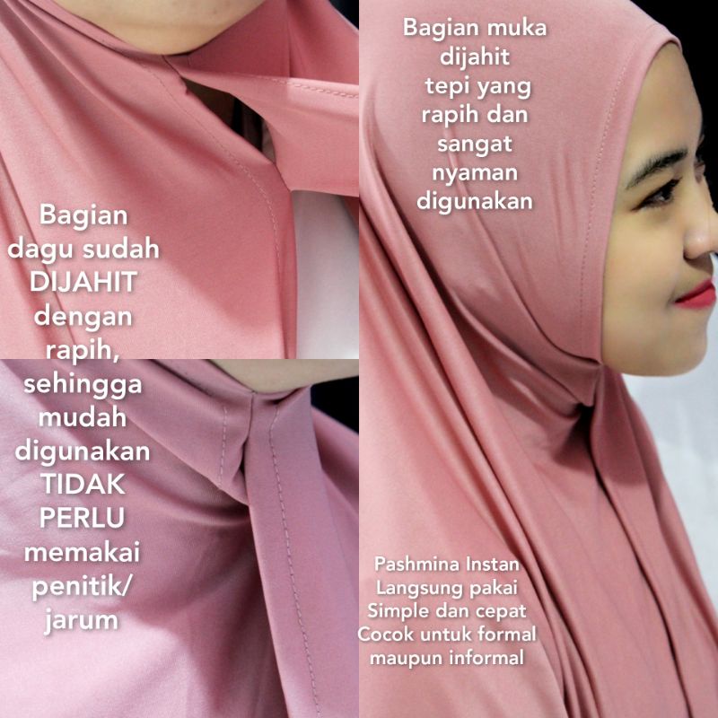 PASHMINA JERSEY zoya instan Dusty Pink/ Jersey Pashmina / Pashmina Anti Ribet / Pashmina Arini