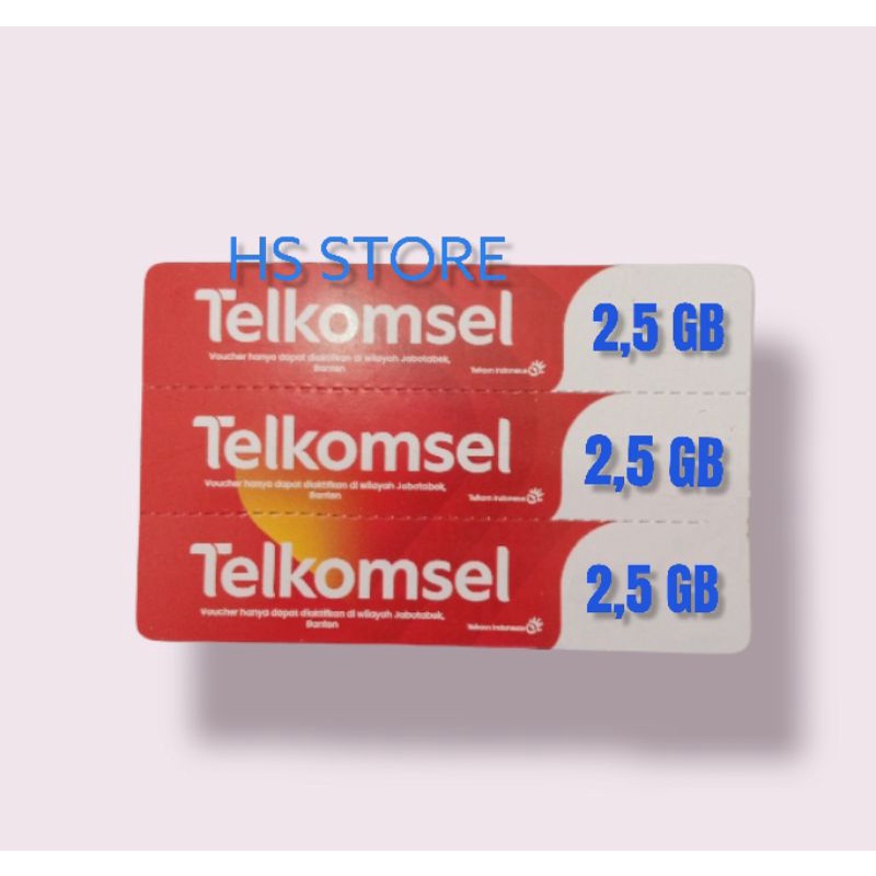 Voucher Telkomsel 2,5 Gb 5 hari.