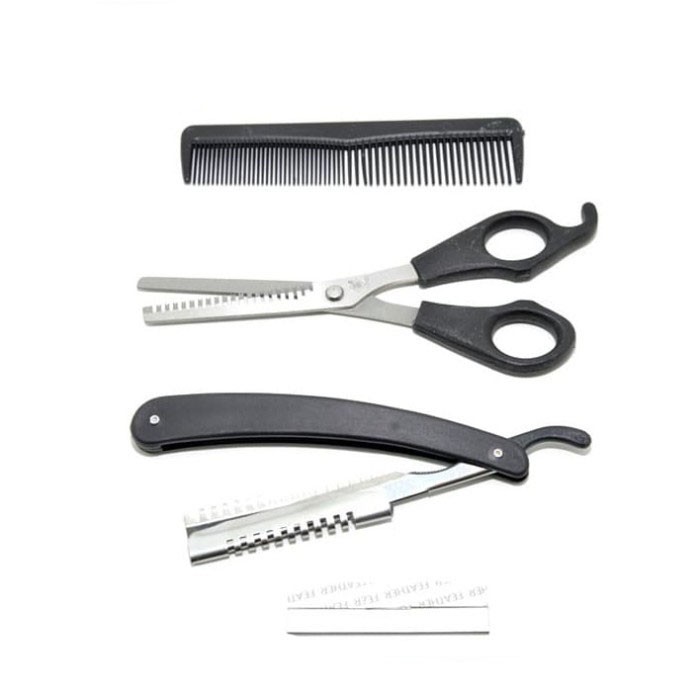 ZILLO Gunting Sasak Set Pisau Cukur Lipat Sisir Cukur Rambut 3in1 Set Lengkap Terjangkau