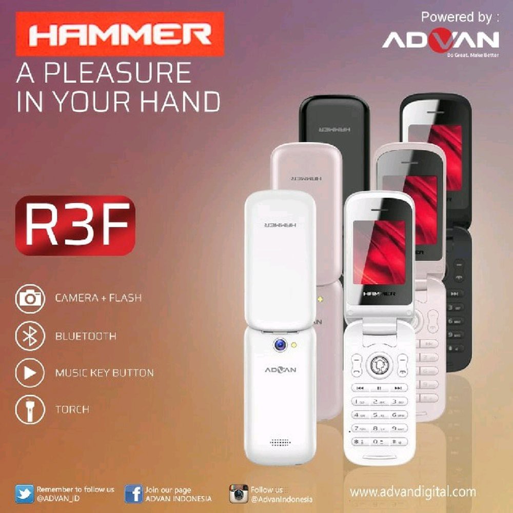 Hp Advan Hammer R3f Flip Model Handphone Lipat Dual Sim Garansi Resmi Hp Murah Untuk Telepon Shopee Indonesia
