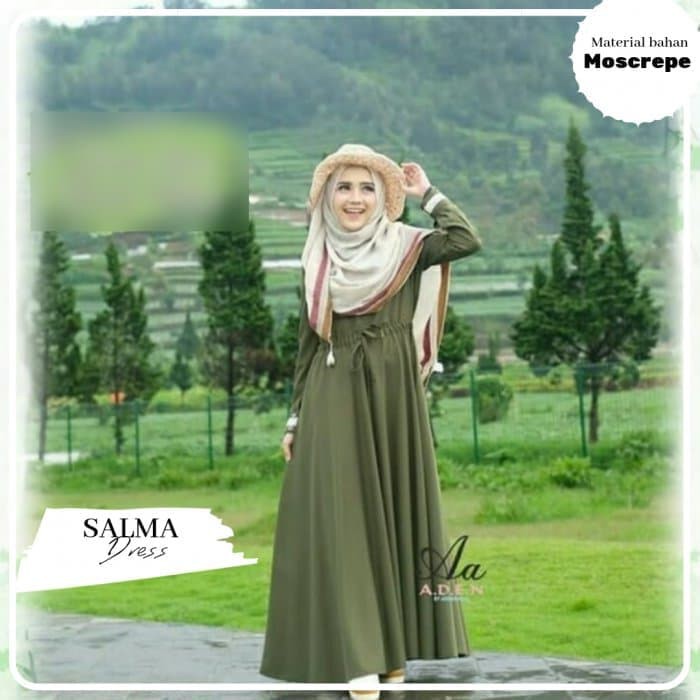 SALMA DRESS Bahan MOSSCRAPE Baju Gamis Wanita Terbaru 2021 Gamis Remaja BEST SELLER