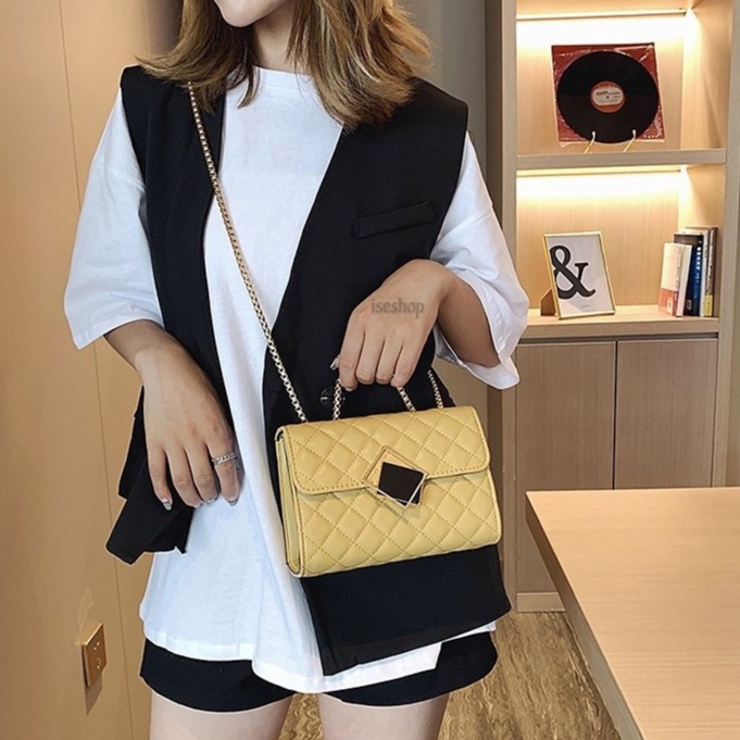 Tas Selempang ANGGUN Sling Bag Wanita Rantai Ulir Luxury Gold Viral Terbaru Design Stylist Kekinian