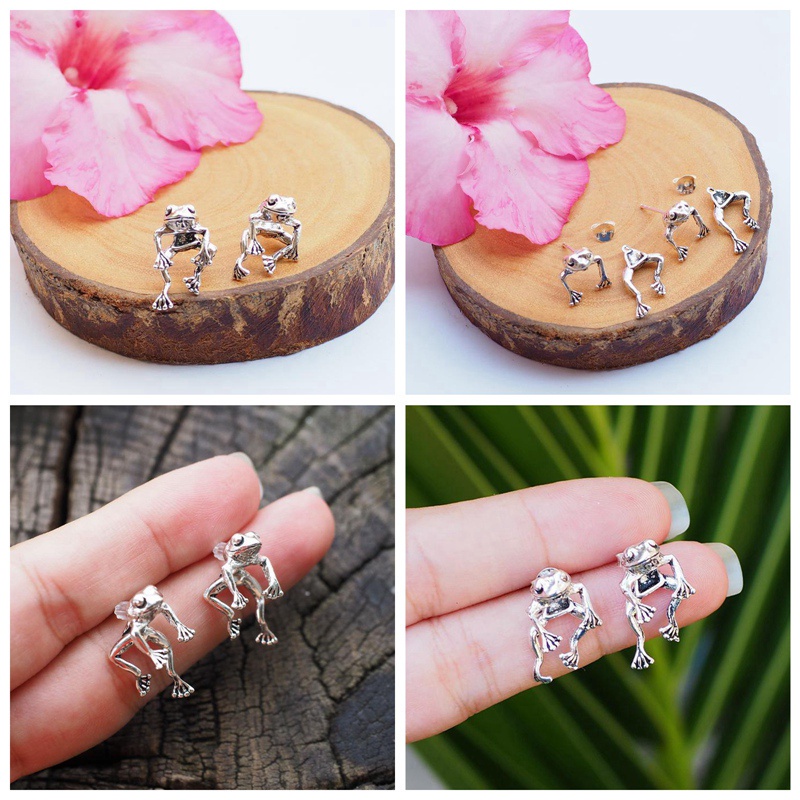 Fancyqube Anting Stud S925 Sterling Silver Bentuk Katak Kecil Warna Emas Untuk Wanita