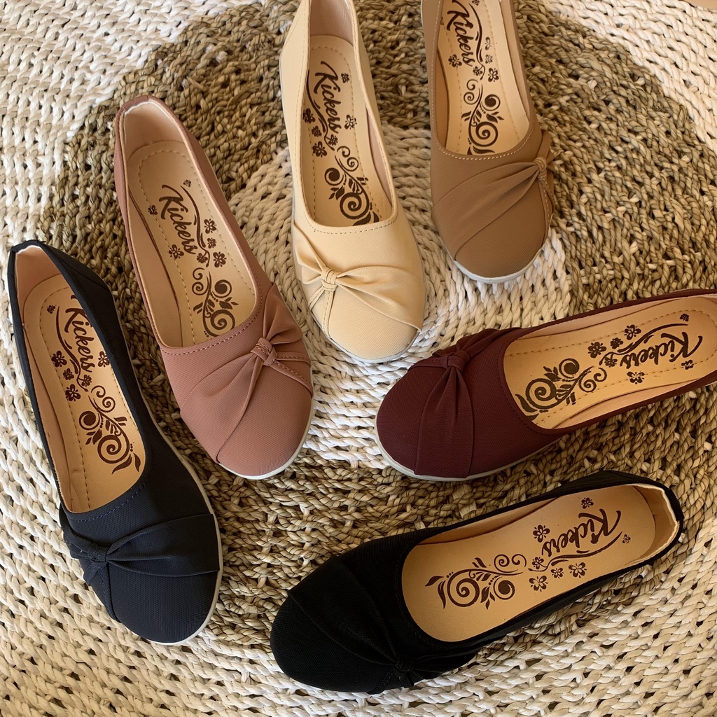 Flatshoes balet wanita variasi pita samping polos casual bahan suede sepatu kantor model feminim korean style BL PITA SAMPING 5