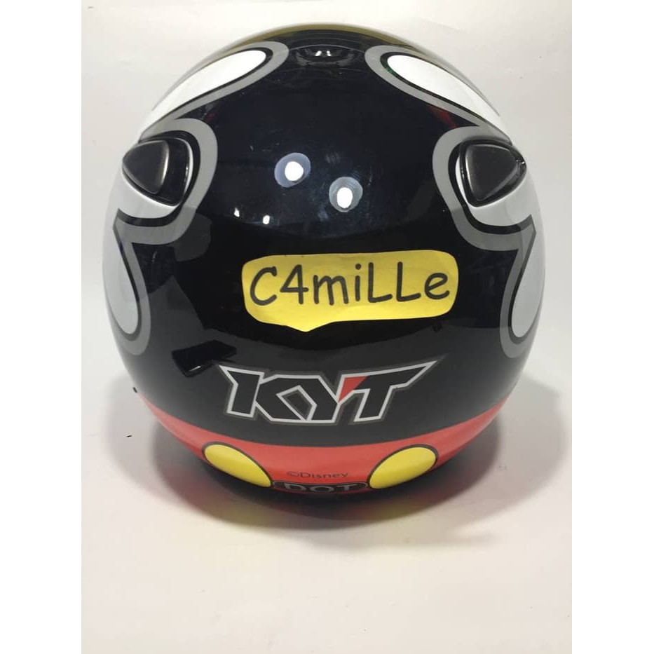 Excelent HELM RETRO KYT ELSICO MICKEY HAND BLACK RED HALF FACE