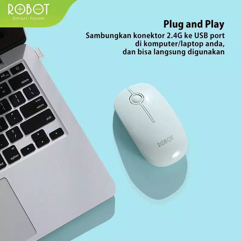 MOUSE WIRELESS 2.4G 1600DPI ROBOT M260 GARANSI 1 TAHUN