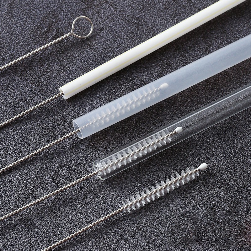2pcs Sikat Pembersih Sedotan Bahan Stainless Steel Dengan Bulu Lembut