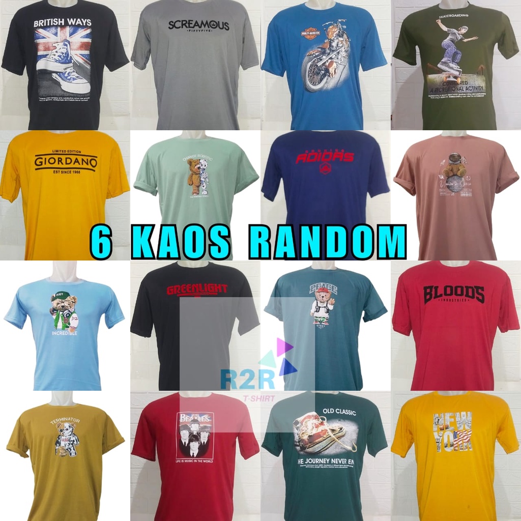 PAKET HEMAT 6 PCS KAOS PRIA DISTRO UKURAN XS S M L XL XXL 3XL DAN 4XL TERMURAH / RANDOM / KAOS OBLONG MOTIF TERBARU / MOTIF SIMPLE MODEL TERBARU / KAOS LENGAN PENDEK MURAH