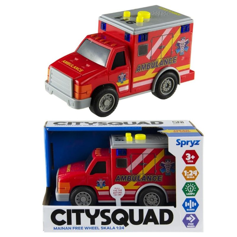 City Action Ambulance Paramedic Division Car Light Sound - Mainan Mobil Ambulan