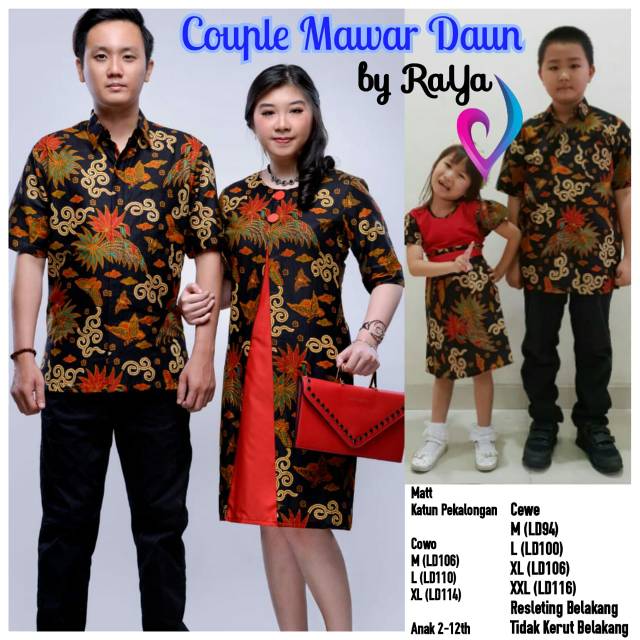 Baju Seragam Sarimbit Batik | Couple Dress Ibu dan Anak MAWAR DAUN/batik Pekalongan/dress kemeja ker