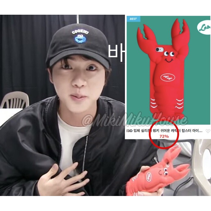 WIGGLE WIGGLE KOREA PHONE CASE BTS JIN CASING HP ORI BT21 LOBSTER IPHONE X XS KOREAN LUCU UNIK 7 8