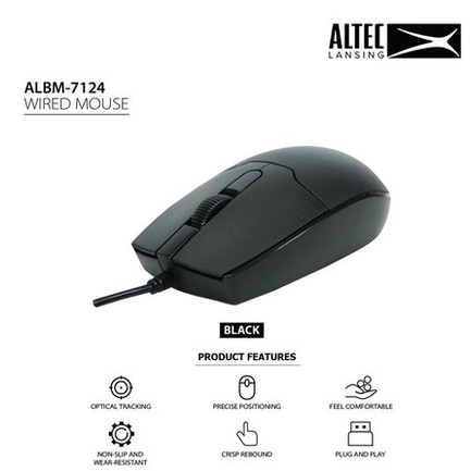 Altec Lansing Mouse Wired ALBM7124 ALBM-7124 ALBM 7124 Optical Mouse USB