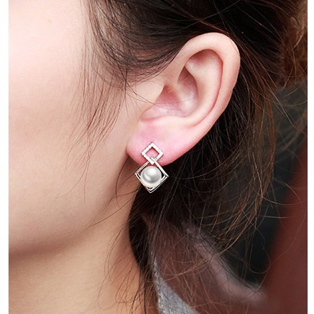 925 Perak Perempuan Liontin Anting-Anting Korea Mutiara Daun Berbentuk Hati Bow Fashion Ornamen