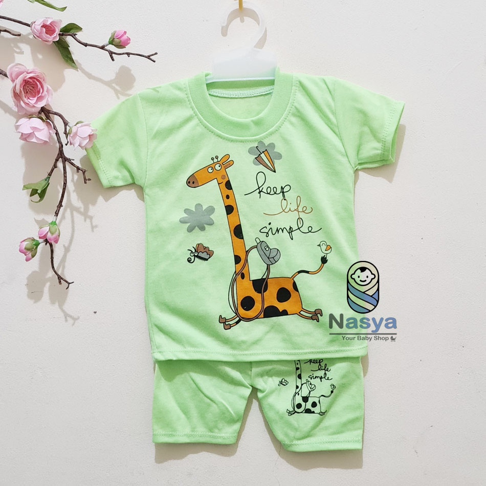 [J-002] Setelan Baju Pendek bayi laki-laki / Baju anak bermotiif MURAH (0-6 bulan)