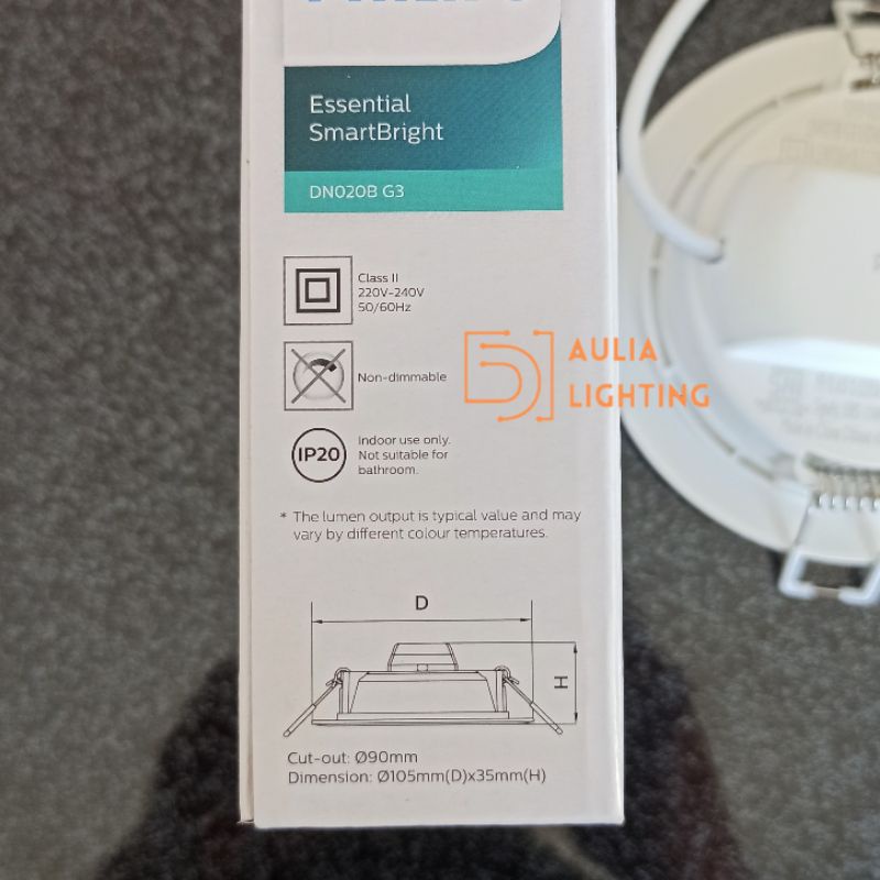 Lampu Downlight LED Philips DN020B 4.5w 4,5 G3 6w 6watt 6 watt w G2 D100 inbow Hias Plafon Minimalis