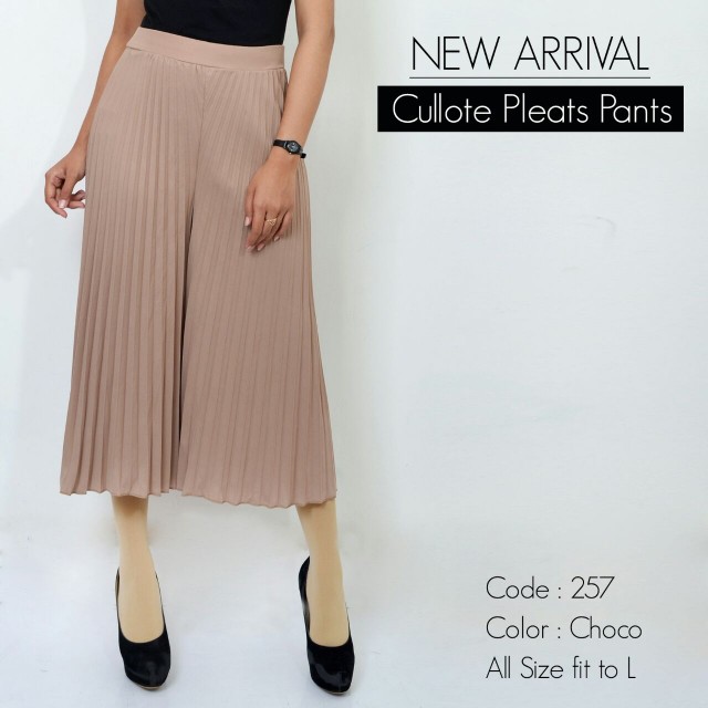 CELANA KULOT PENDEK 7/8 257 PLISKET PLEATS PANTS-mocca