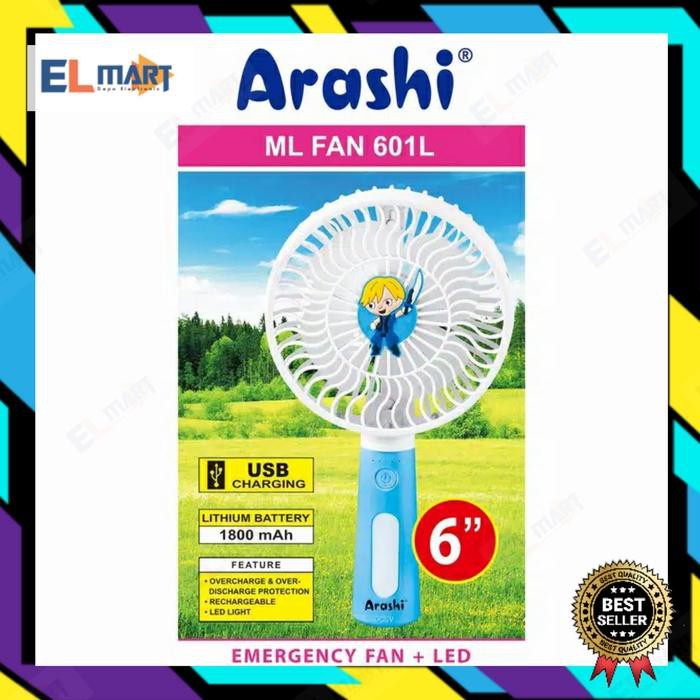 Promo Kipas angin cas portable ARASHI ML fan 601L / mini fan jumbo 6inch Limited