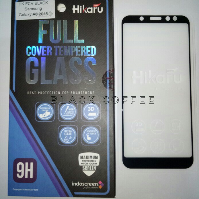 Tempered glass full samsung A6 2018 screen guard Hikaru FCV