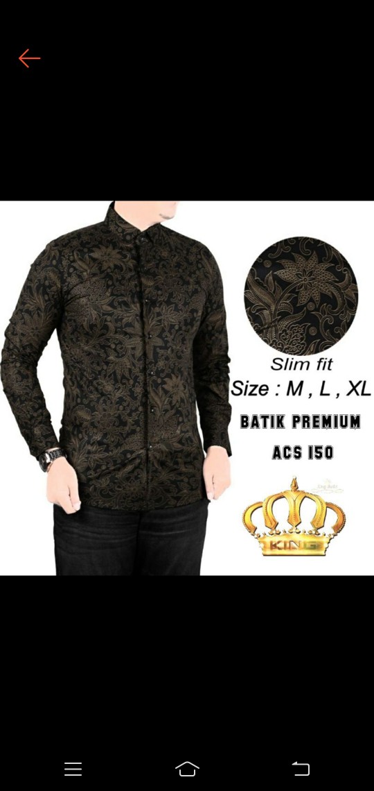 Kemeja Batik Pria Slim Fit King Batik Acs 150