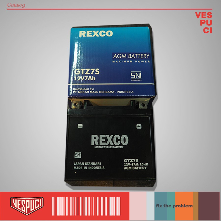 Jual Aki / Battery / Accu GEL Rexco AGM GTZ-7S Vespa Sprint / Primavera