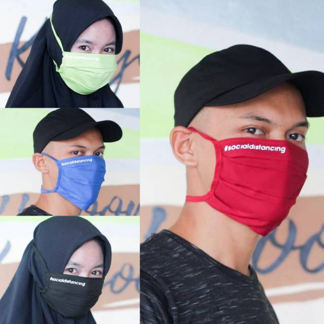 MASKER KAIN BAHAN DRILL / OXFORD MOTIF SOCIAL DISTANCING poliflex