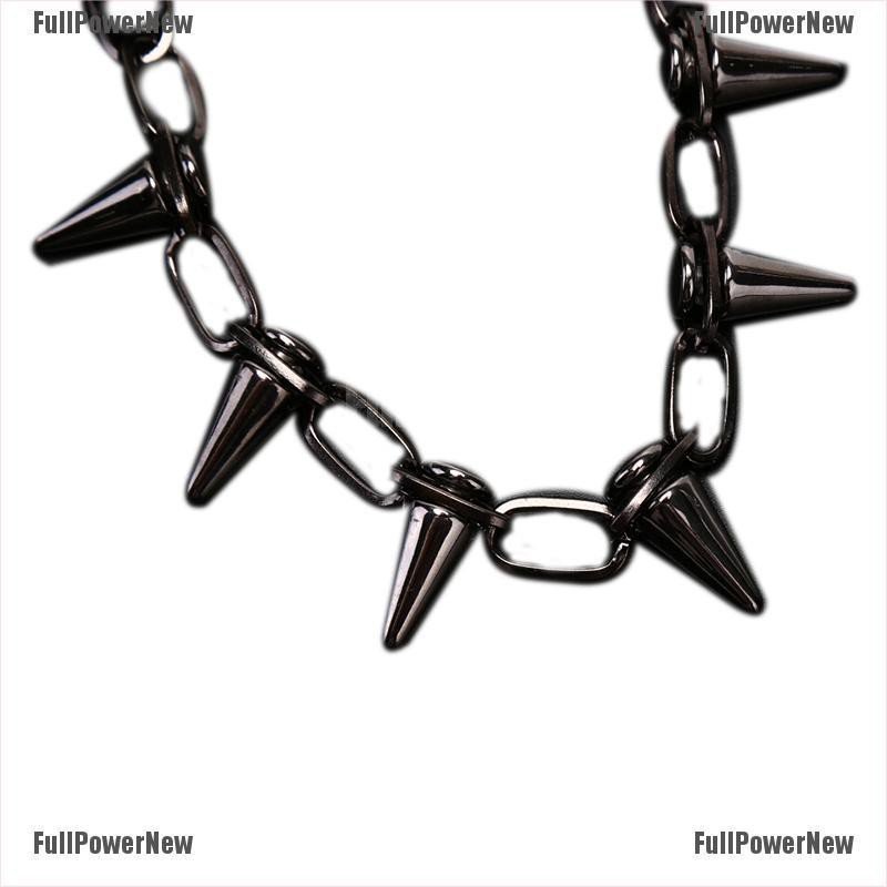 Kalung Choker Rantai Aksen Rivet Spike Gaya Punk Rock Untuk Perhiasan