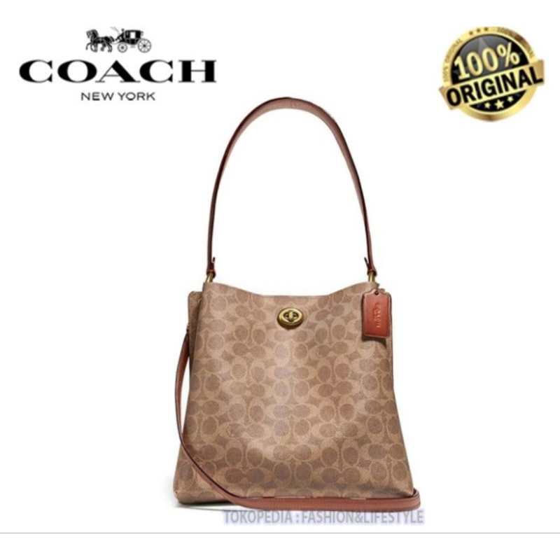 Tas Coach willow bucket bag signature