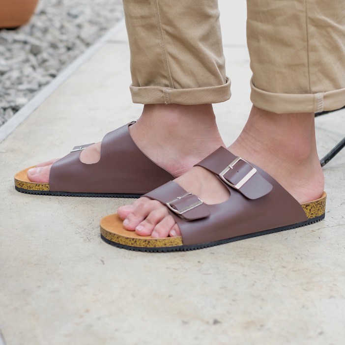 Cracker Brown | Sendal Tali Kulit Simpel Kayu Jalan Pria Cowok Men Sandal Footwear | FORIND x Lvnatica