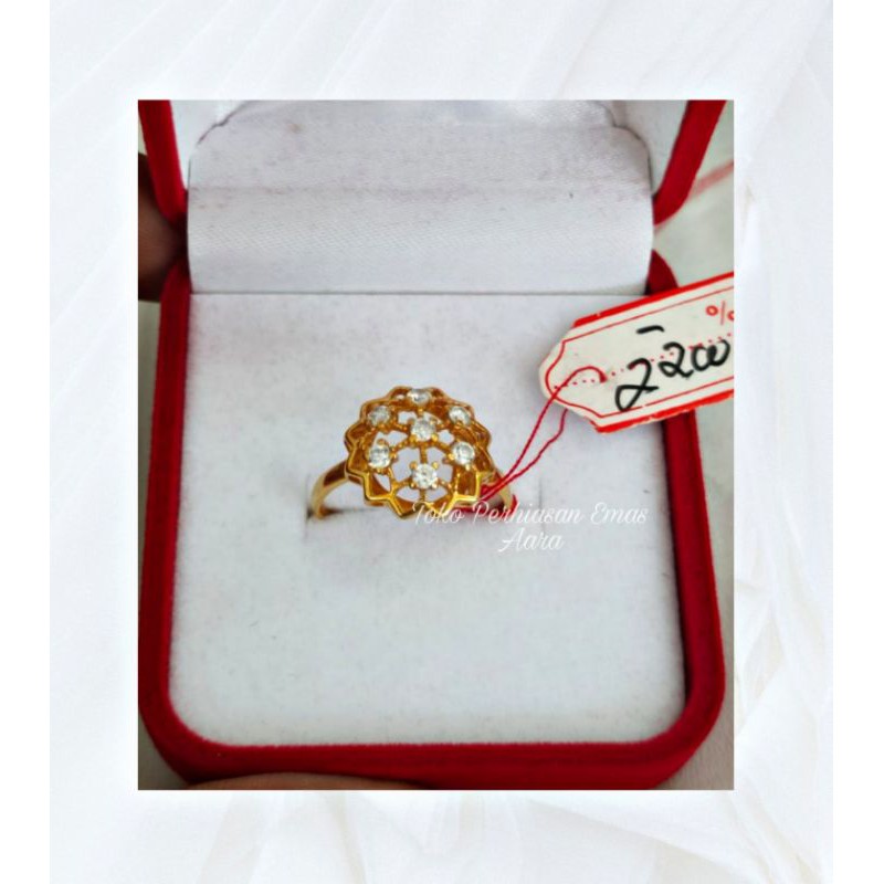 Cincin Emas 375 Krawang Bunga Permata