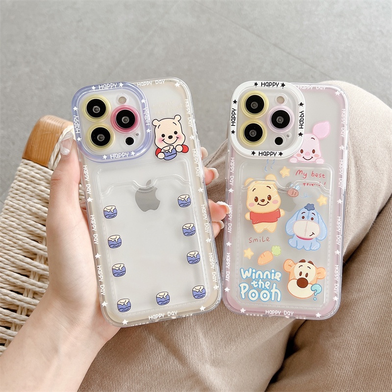 Soft Case Pelindung Lensa Transparan Desain Winnie the Pooh Untuk iPhone 12 13 Pro MAX 11 X XR XS MAX 7 8 Plus